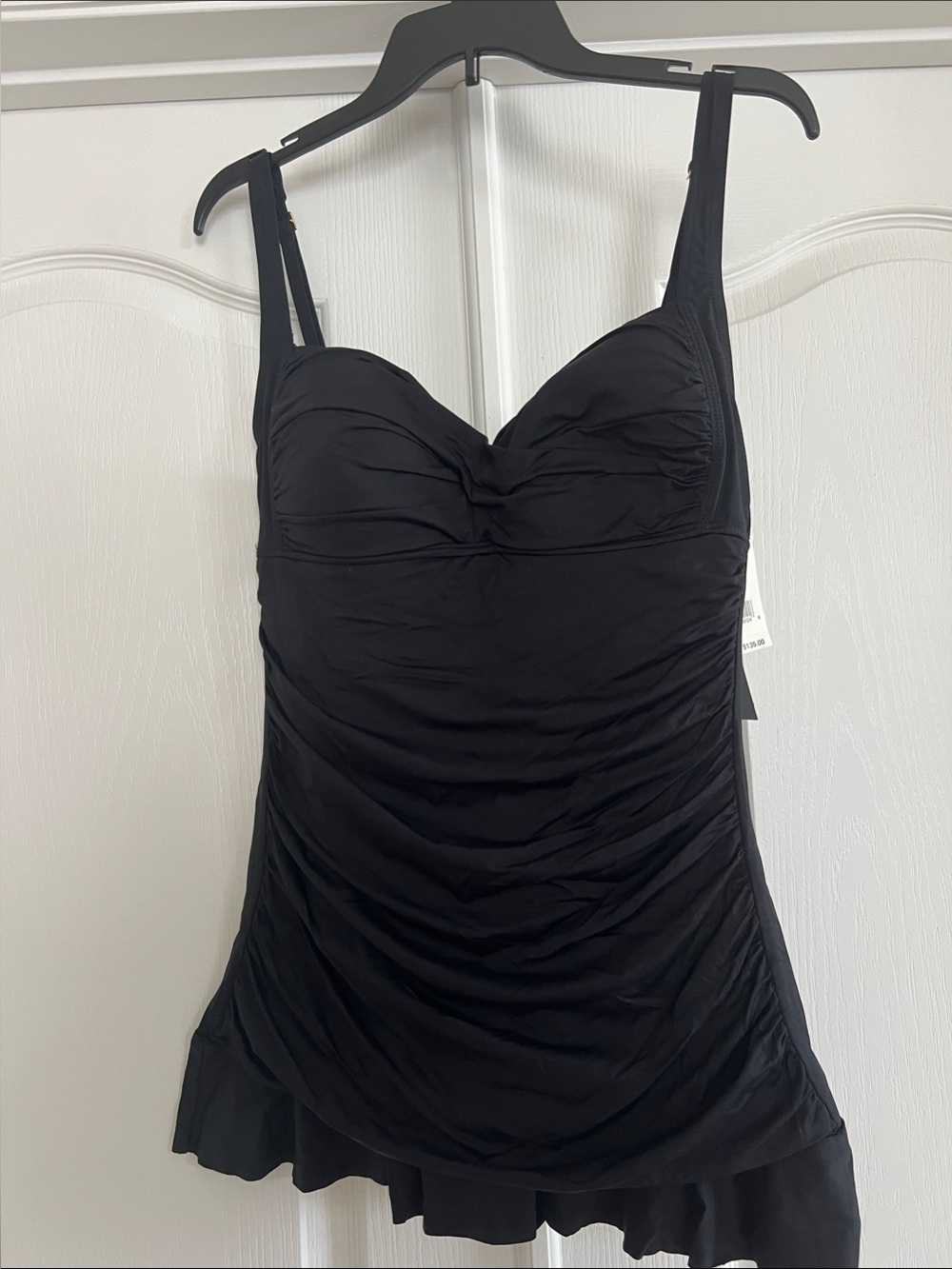 LA Blanca Ruched Swim Dress with Built-In Bra and Tummy Control
